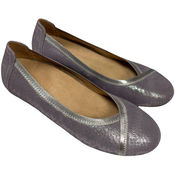 Vionic‎ Shoes Caroll Ballet Flat Metallic Purple Slip On Crossover Women's 8 - Picture 1 of 13